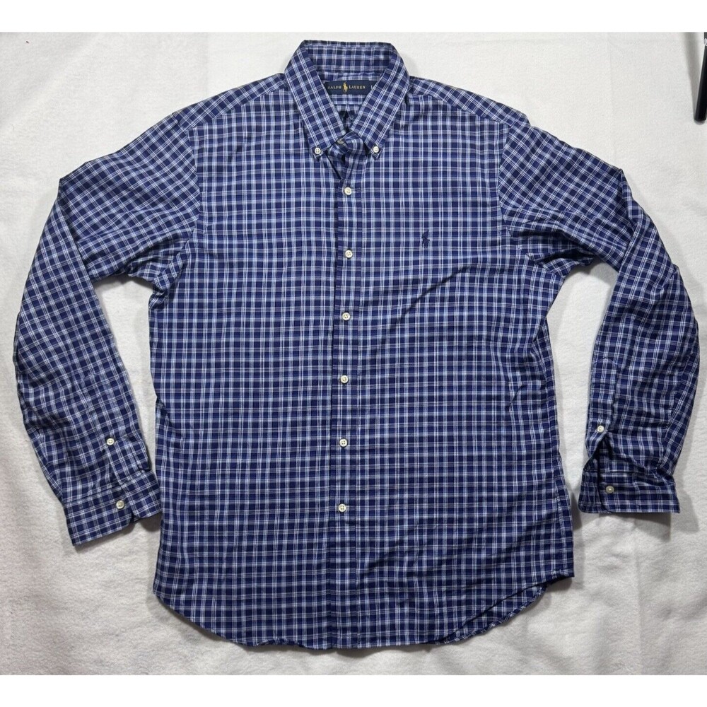 Ralph Lauren Blue Plaid Button Down Long Sleeve Men’s Large